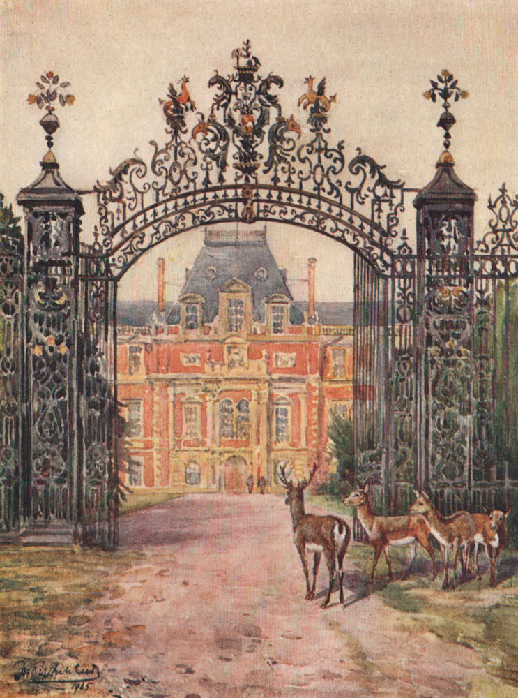 'Newnham Paddox' by Frederick Whitehead. Warwickshire 1906 old antique print